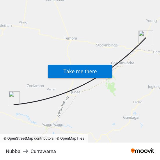 Nubba to Currawarna map
