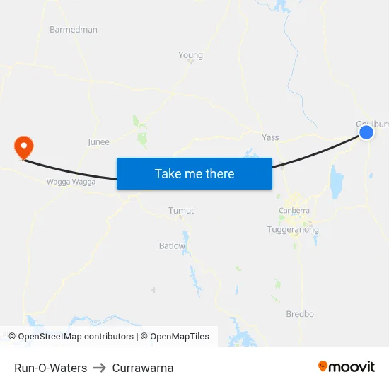 Run-O-Waters to Currawarna map