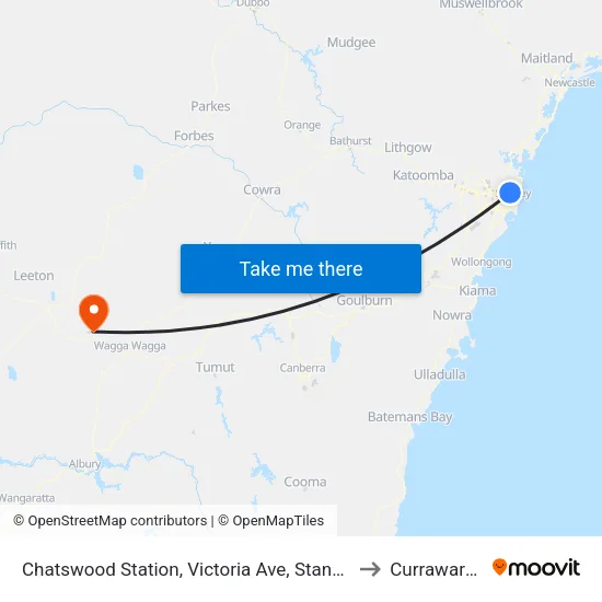 Chatswood Station, Victoria Ave, Stand E to Currawarna map