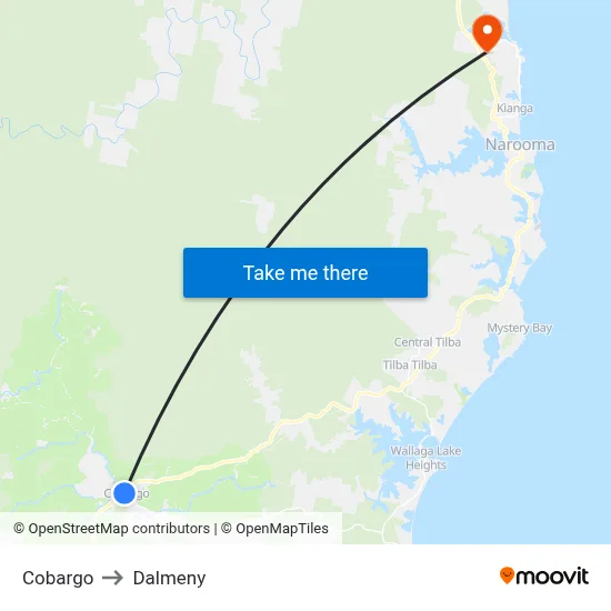 Cobargo to Dalmeny map