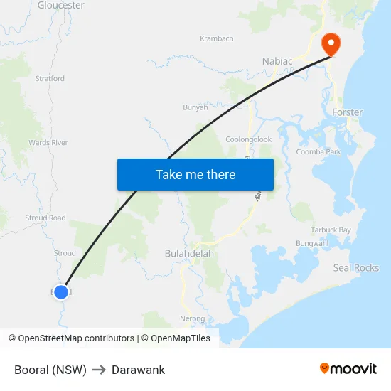 Booral (NSW) to Darawank map