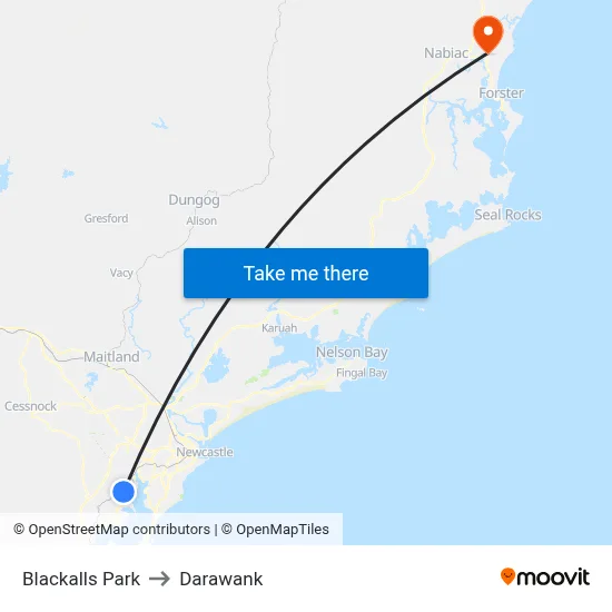 Blackalls Park to Darawank map