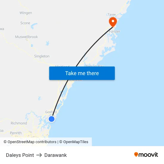 Daleys Point to Darawank map