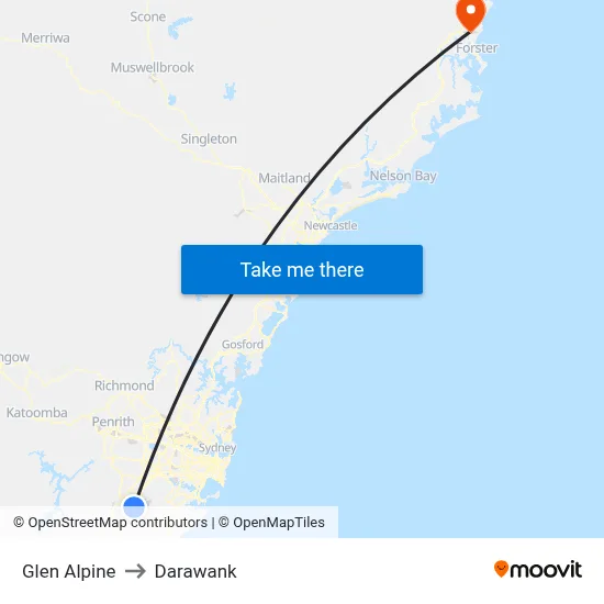 Glen Alpine to Darawank map