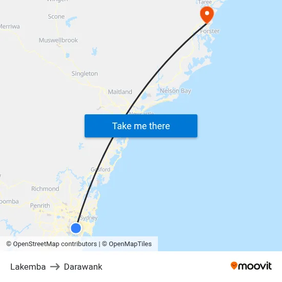 Lakemba to Darawank map