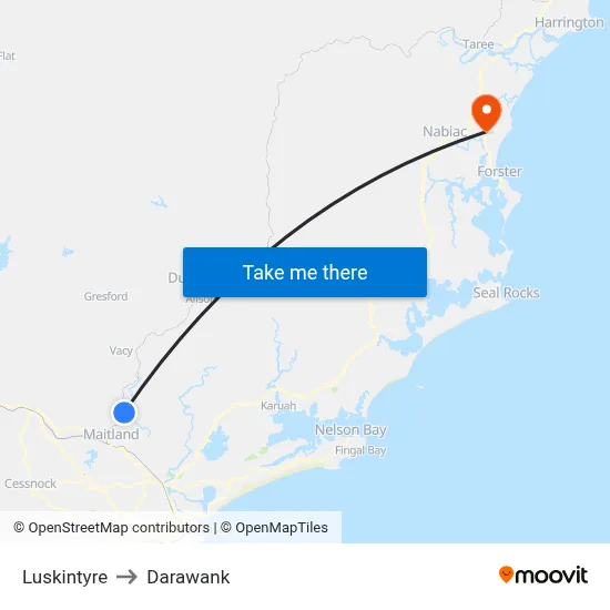 Luskintyre to Darawank map