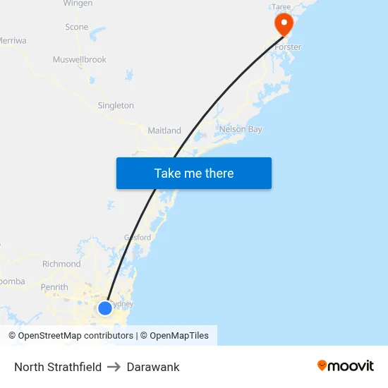 North Strathfield to Darawank map