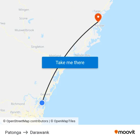 Patonga to Darawank map