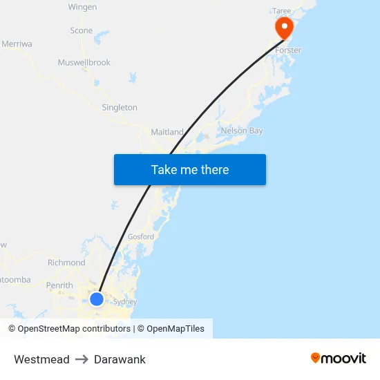 Westmead to Darawank map