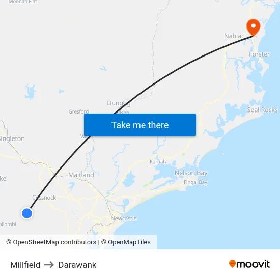 Millfield to Darawank map