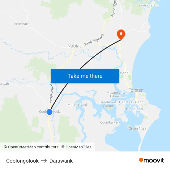 Coolongolook to Darawank map