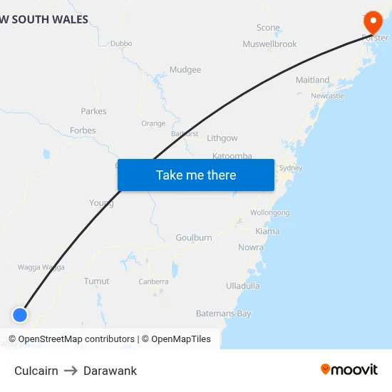 Culcairn to Darawank map