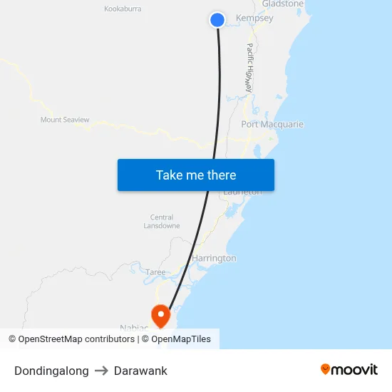 Dondingalong to Darawank map