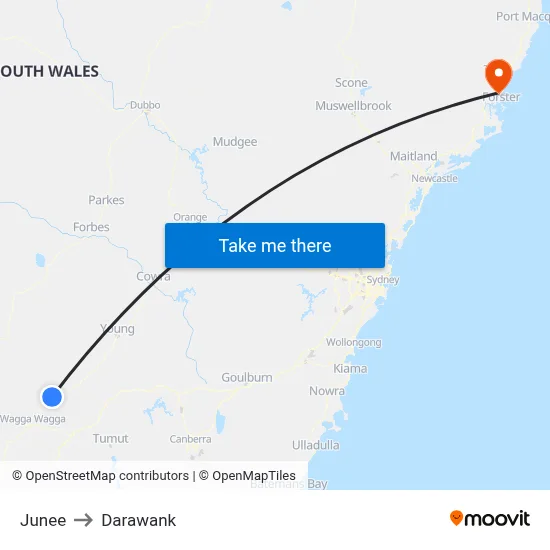 Junee to Darawank map