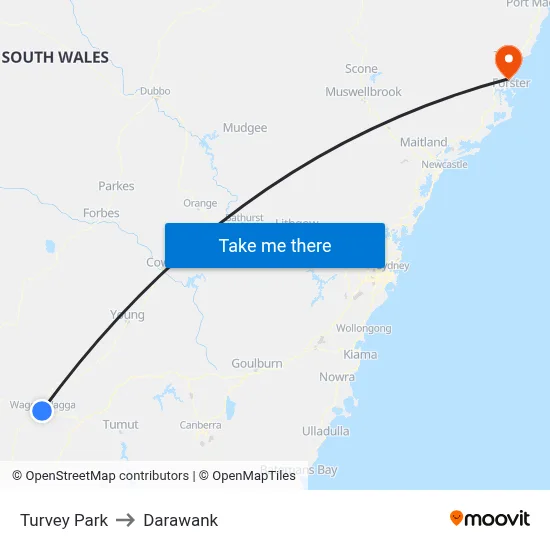 Turvey Park to Darawank map