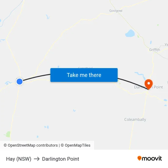 Hay (NSW) to Darlington Point map