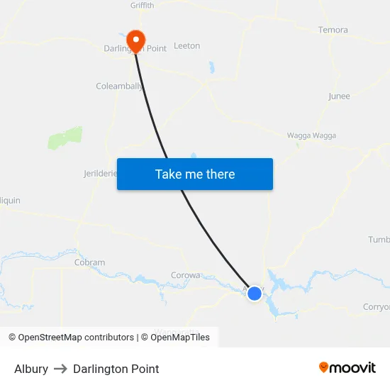 Albury to Darlington Point map