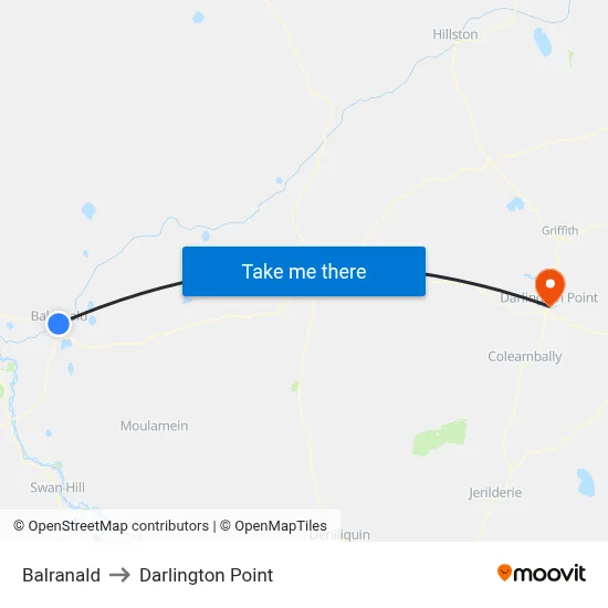 Balranald to Darlington Point map