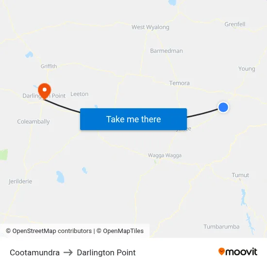 Cootamundra to Darlington Point map
