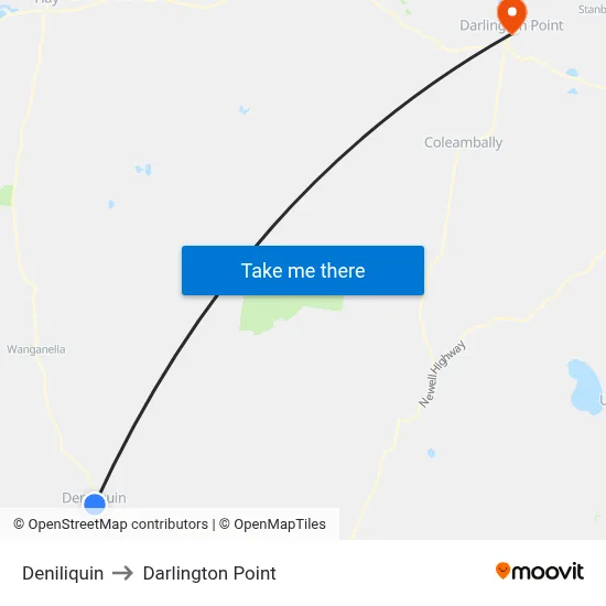 Deniliquin to Darlington Point map