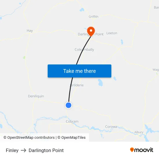 Finley to Darlington Point map
