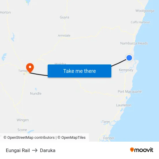 Eungai Rail to Daruka map