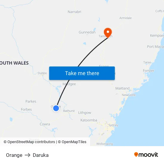 Orange to Daruka map