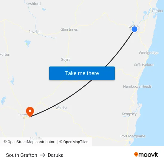 South Grafton to Daruka map