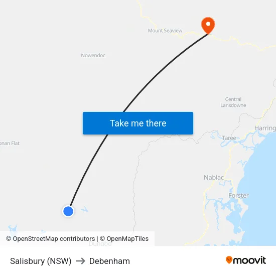 Salisbury (NSW) to Debenham map