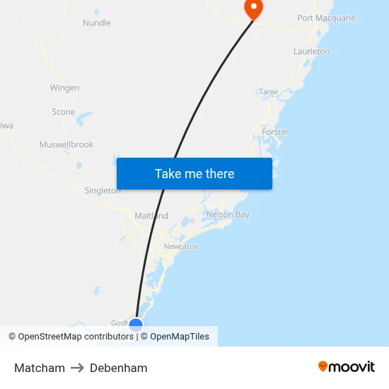 Matcham to Debenham map