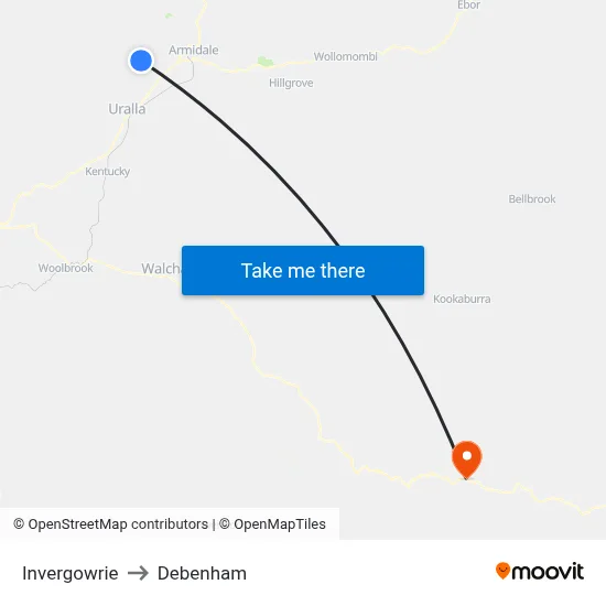 Invergowrie to Debenham map