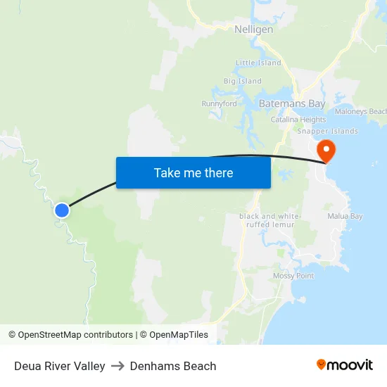 Deua River Valley to Denhams Beach map