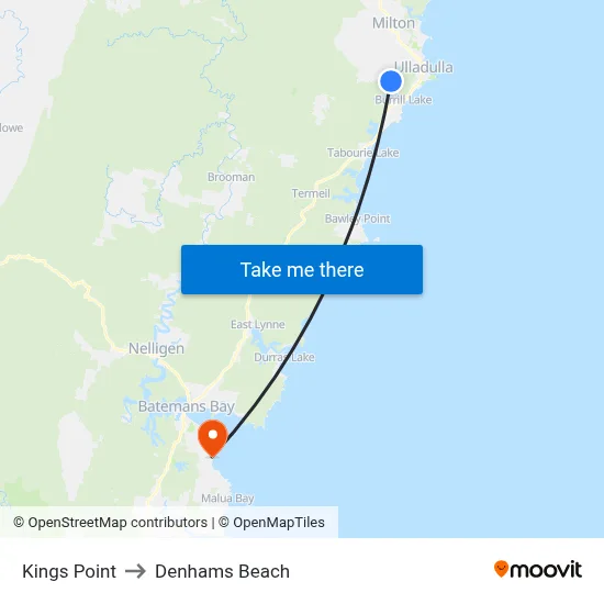 Kings Point to Denhams Beach map