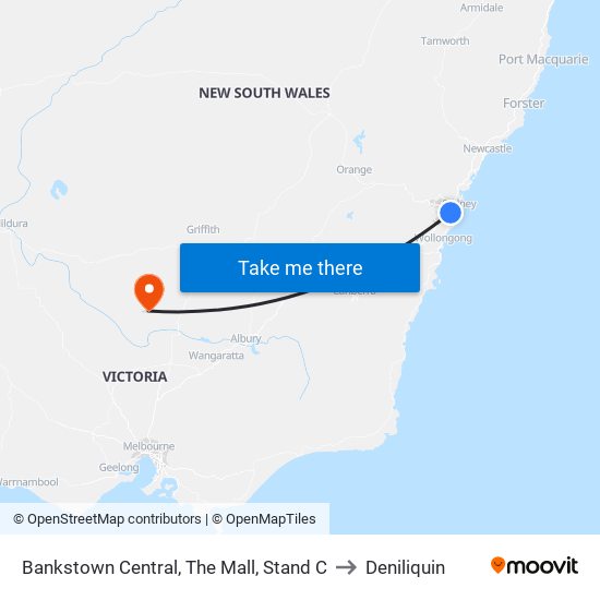 Bankstown Central, The Mall, Stand C to Deniliquin map