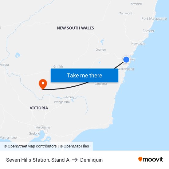 Seven Hills Station, Stand A to Deniliquin map