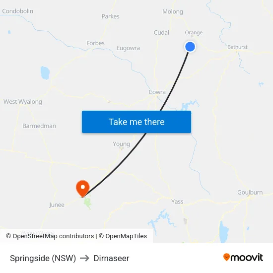 Springside (NSW) to Dirnaseer map