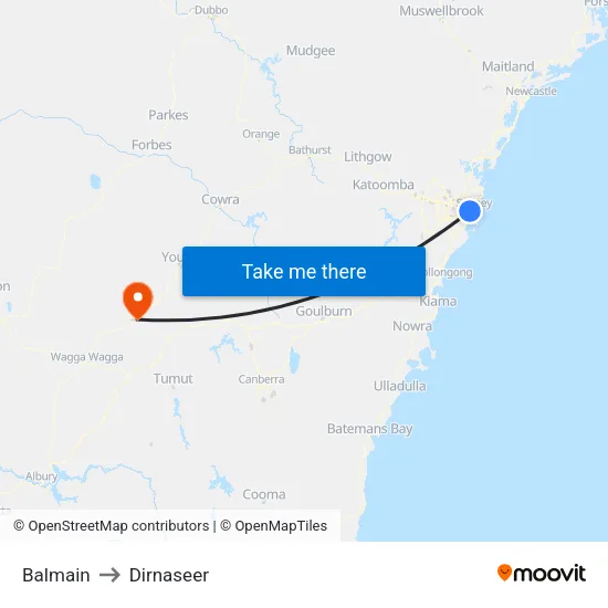 Balmain to Dirnaseer map