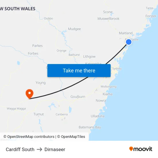 Cardiff South to Dirnaseer map