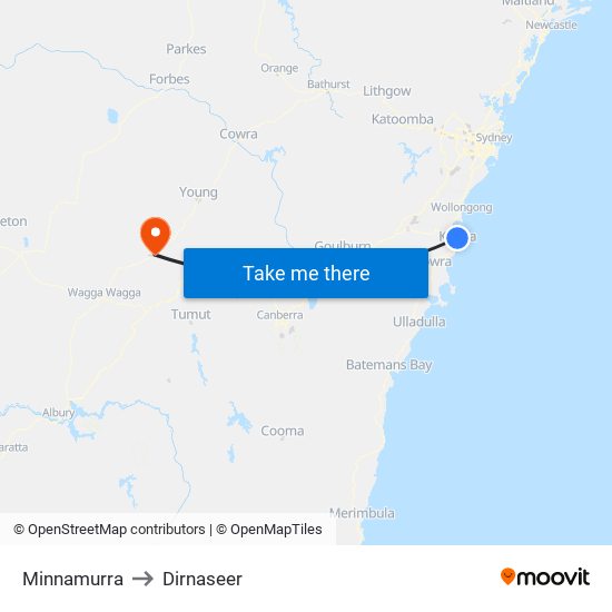Minnamurra to Dirnaseer map