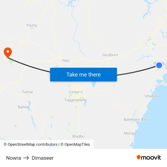 Nowra to Dirnaseer map