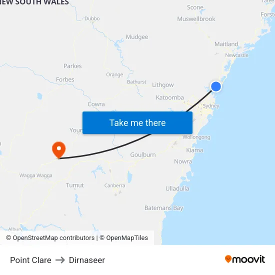 Point Clare to Dirnaseer map