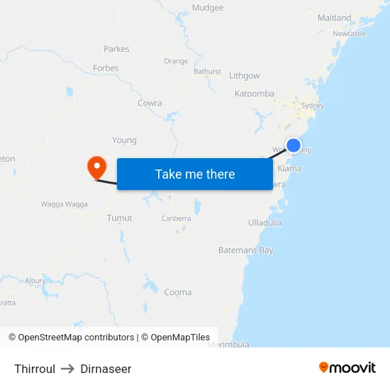 Thirroul to Dirnaseer map