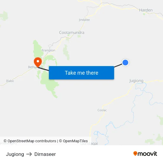 Jugiong to Dirnaseer map
