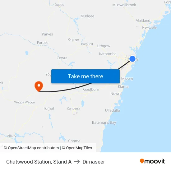 Chatswood Station, Stand A to Dirnaseer map