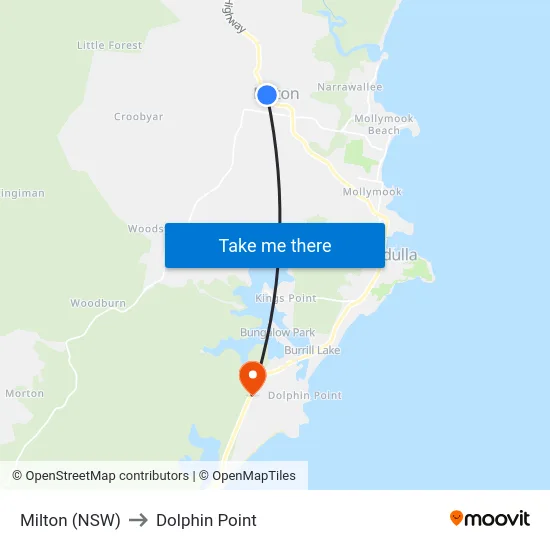 Milton (NSW) to Dolphin Point map