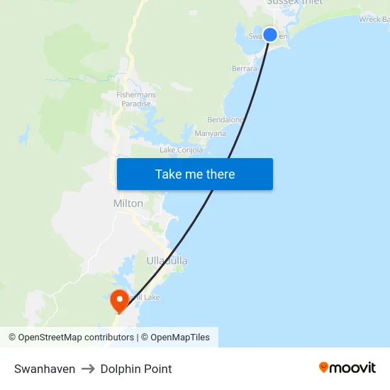 Swanhaven to Dolphin Point map
