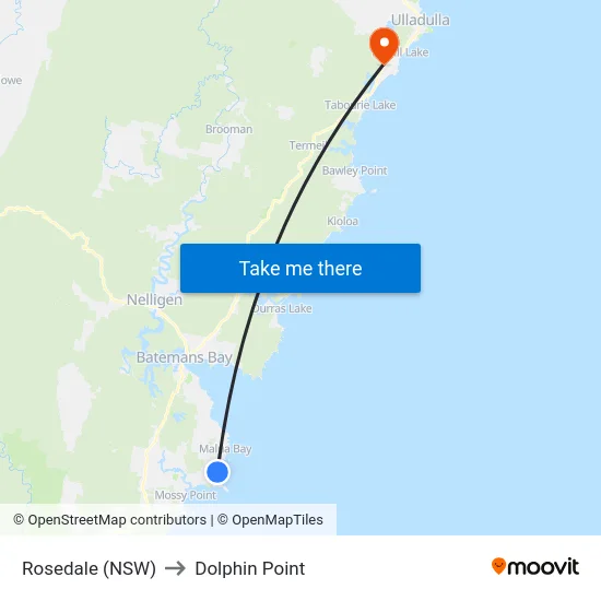 Rosedale (NSW) to Dolphin Point map