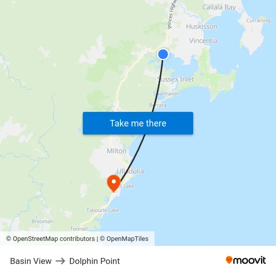 Basin View to Dolphin Point map