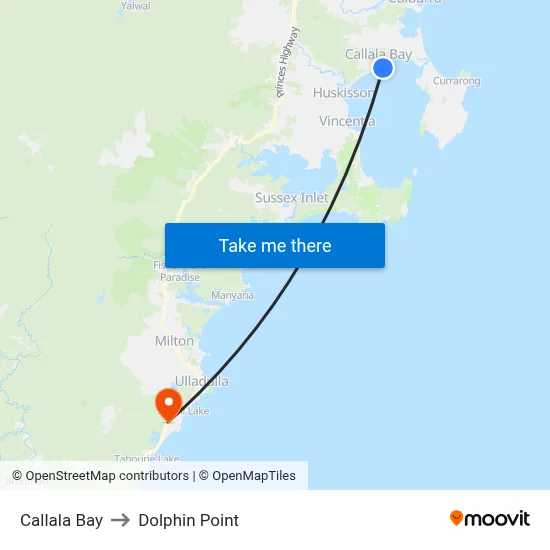Callala Bay to Dolphin Point map