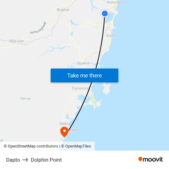 Dapto to Dolphin Point map